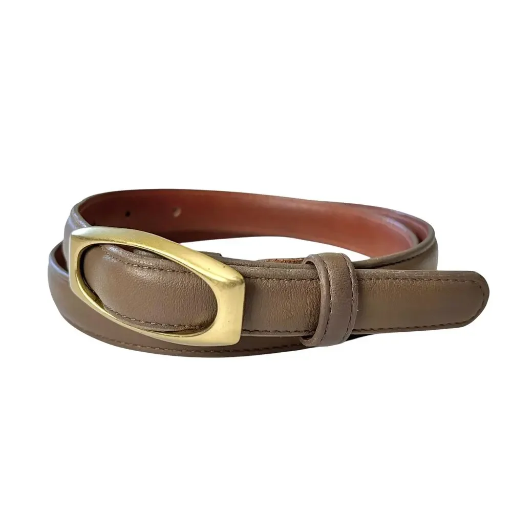 Vintage Coach #8501 Brass Oval Pin Buckle Taupe Leather 3/4